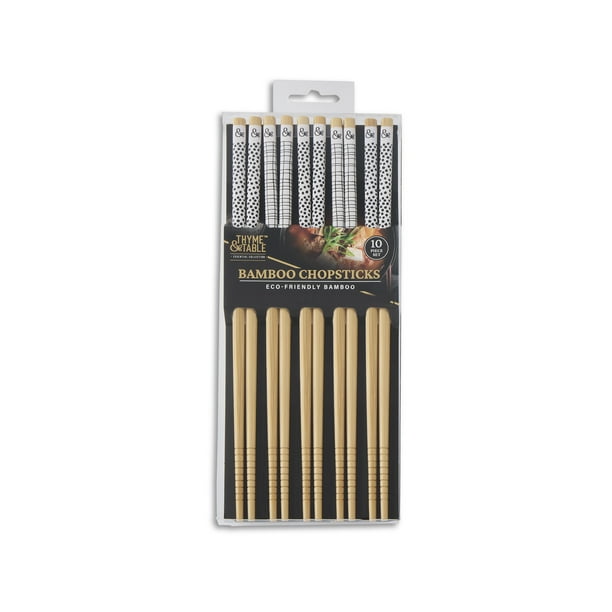 10-Piece Bamboo Chopstick Set by Thyme & Desk – Reusable