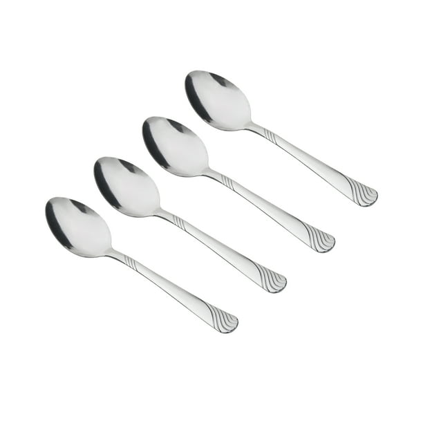 4-Piece Set of Mainstays Swirl Stainless Metal Teaspoons in Silver