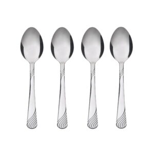 4-Piece Set of Mainstays Swirl Stainless Metal Teaspoons in Silver