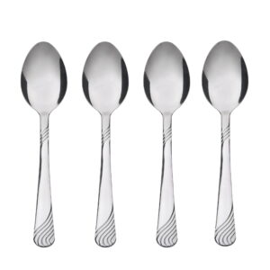 4-Piece Set of Silver Swirl Stainless Metal Dinner Spoons by Mainstays