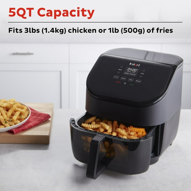 Black Prompt Pot Vortex 5 qt Air Fryer with Computerized Shutoff Function