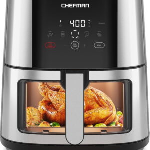 Chefman 8 Qt Stainless Metal Air Fryer with Digital Controls and Windowed Basket – New