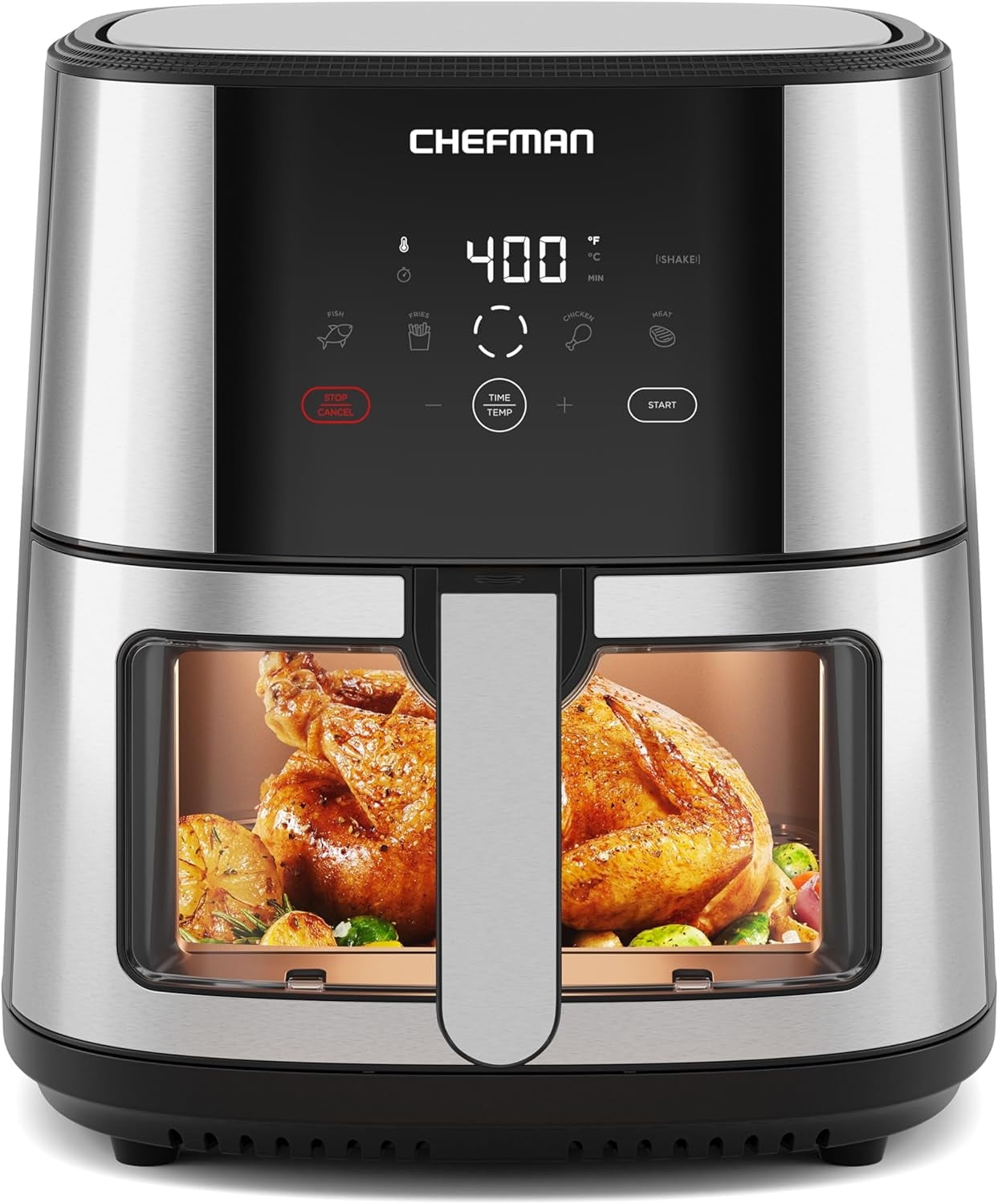 Chefman 8 Qt Stainless Metal Air Fryer with Digital Controls and Windowed Basket – New