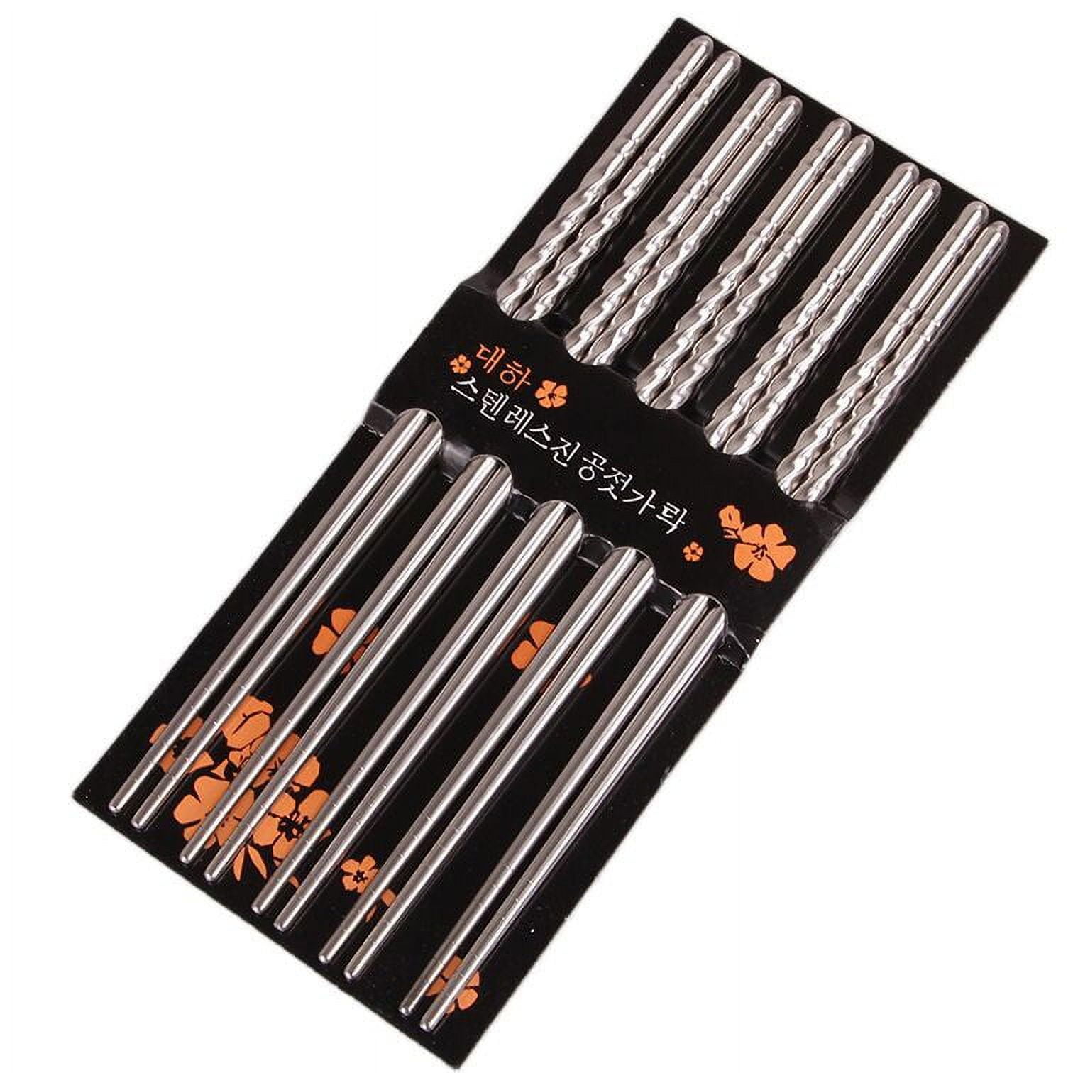 Kokovifyves Reusable Steel Chopsticks – 5 Pairs of Stainless Metal Korean and Chinese language Spring and Summer season Decorations