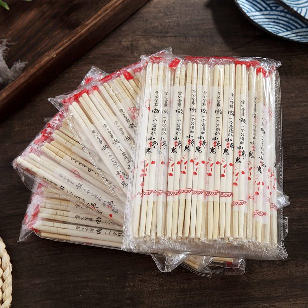 ReaNea 200 Pairs of Individually Packaged Disposable Bamboo Chopsticks for Asian Delicacies