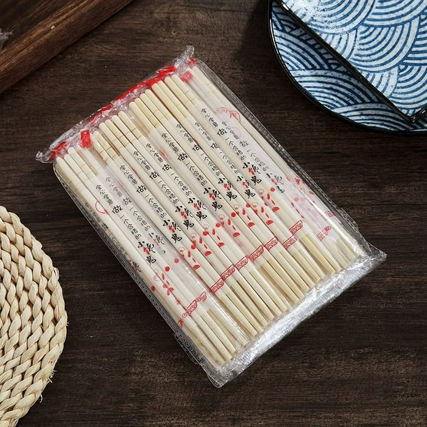 ReaNea 50 Pairs of Individually Wrapped Disposable Bamboo Chopsticks