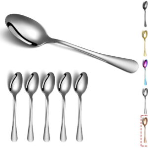 ReaNea 6-Piece Stainless Metal Dinner Spoon Set – Desk Soup and Dessert Spoons Silverware