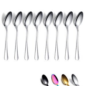 Set of 8 ReaNea 5.5-Inch Stainless Metal Teaspoons – Silver Dessert Spoons